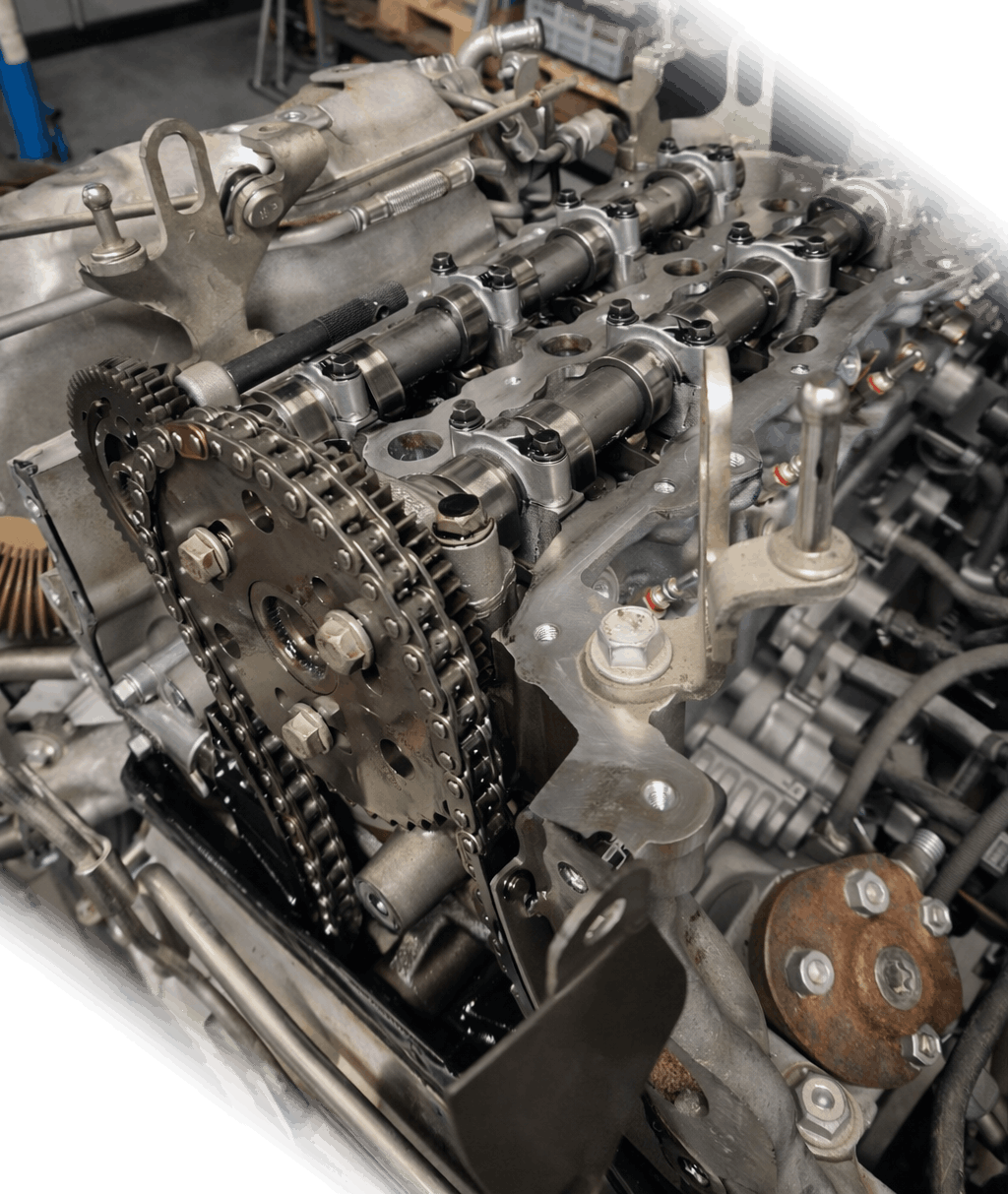 a stripped engine block